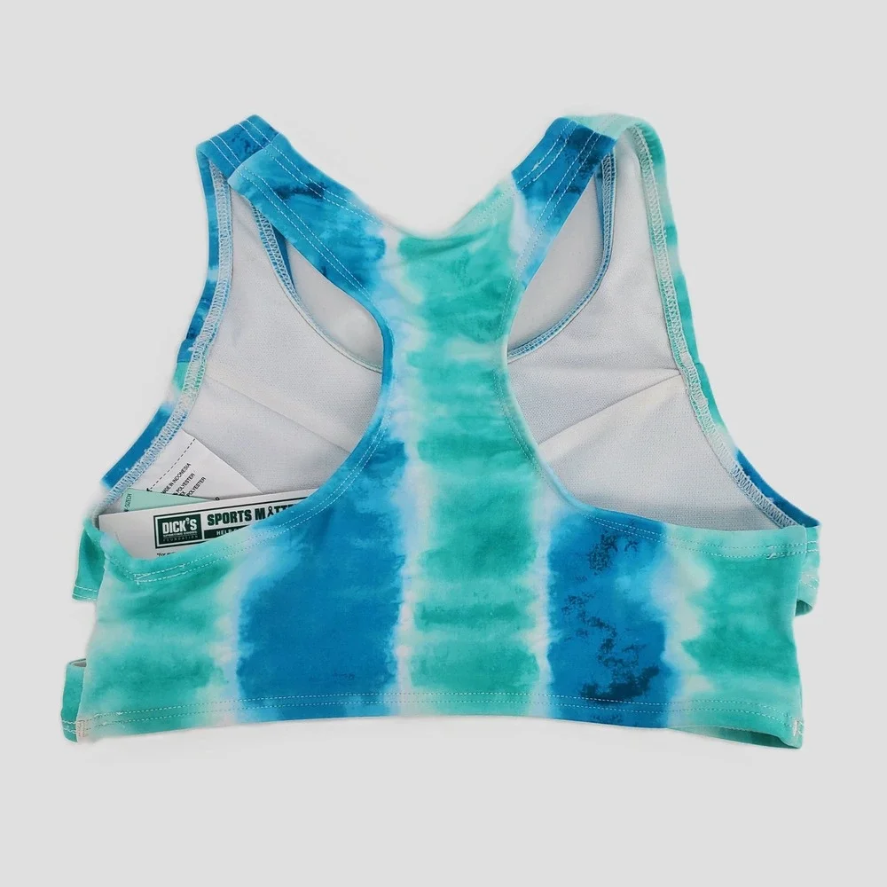 DSG Girls XS 4-6 La Cross Swimsuit Top Tie Dye UPF 50 Cross Front‎ Racerback
